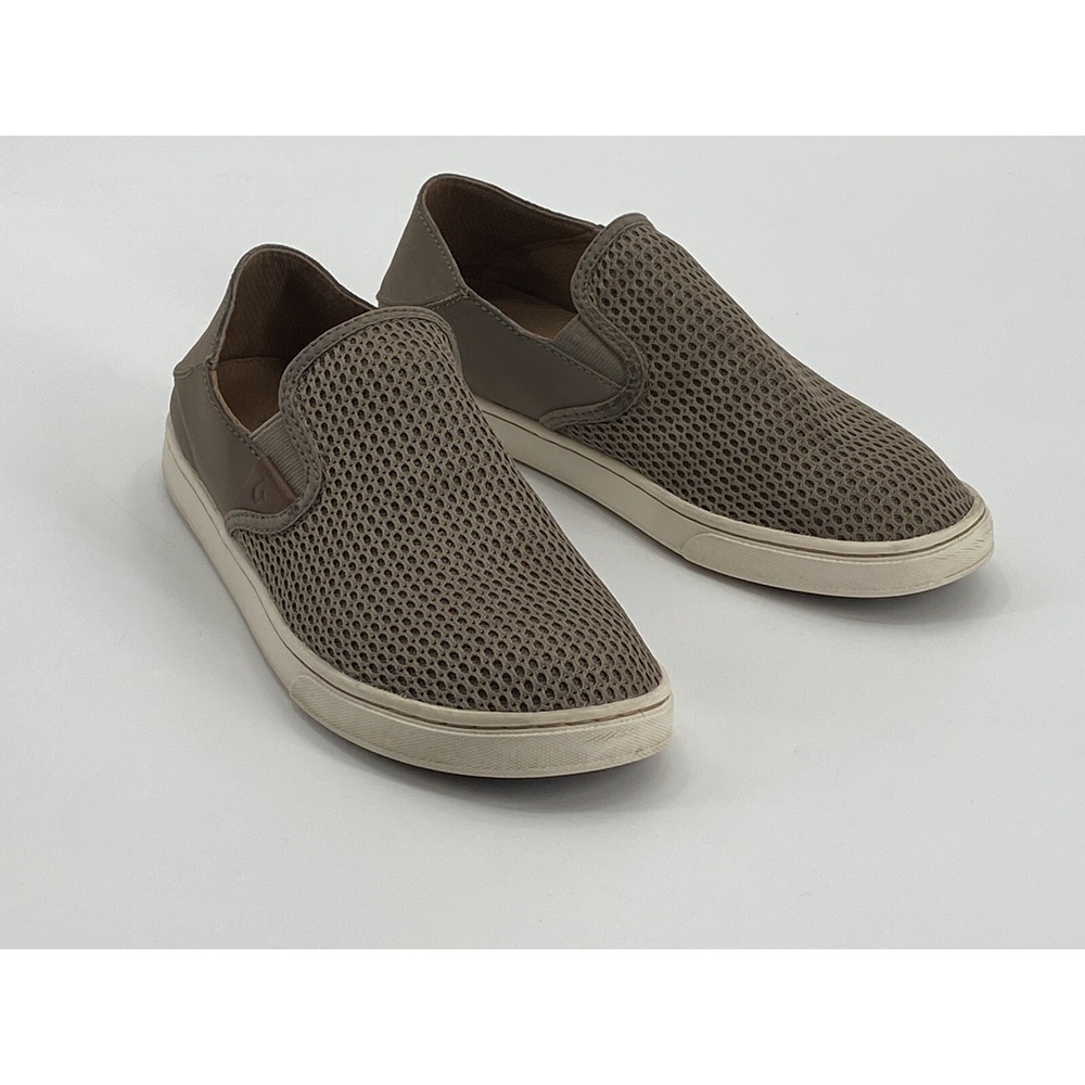 Olukai Pehuea Womens 9.5 Brown Leather Mesh Comfort Slip On Loafer Sneaker Shoes